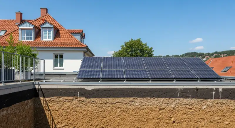 Lithium-Ionen Batteriespeicher Installation in einem Stuttgarter Kellertechnikraum mit Wechselrichter und Überwachungssystem