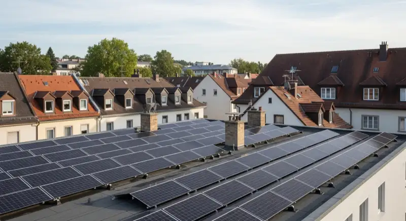 Solarteur bei professioneller Wartung einer PV-Anlage auf einem Stuttgarter Wohnhaus