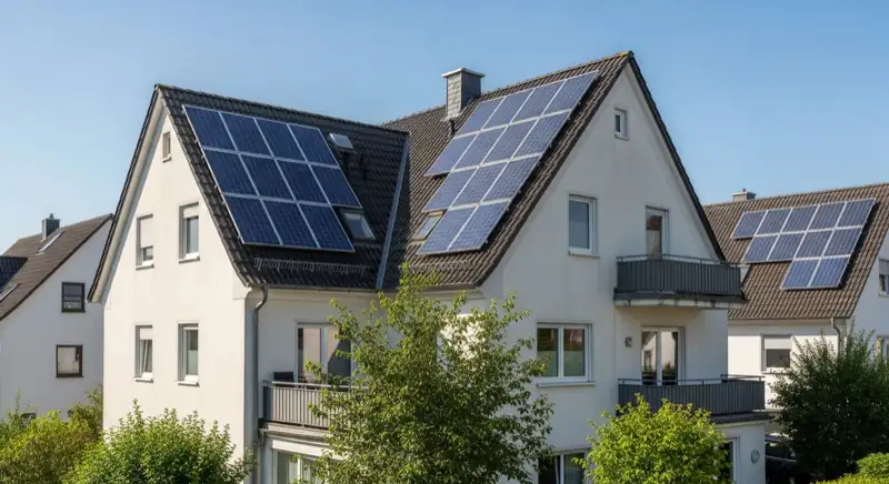 Satteldach eines Einfamilienhauses in Warstein mit montierten PV-Modulen