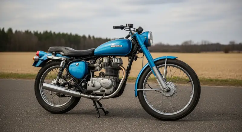 Aerial drone view of typical German residential neighborhood with mixed roof types, red and dark roof tiles, gardens visible, sunny day