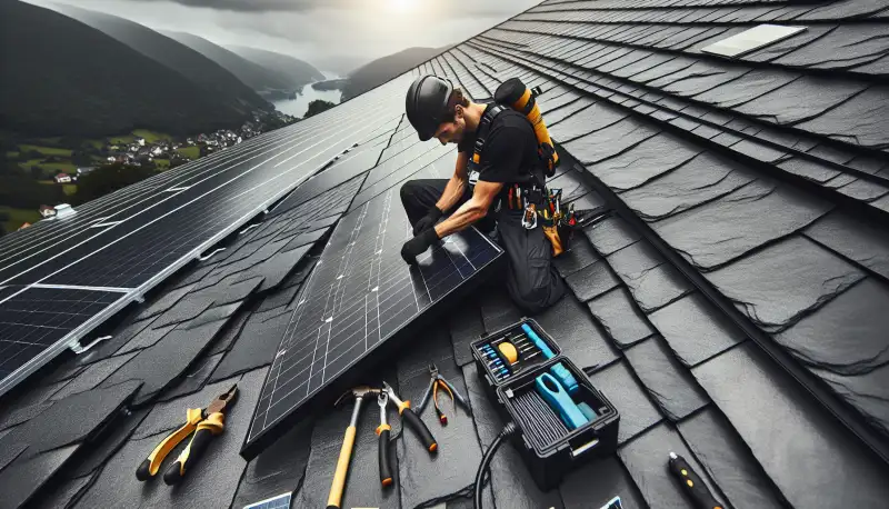 PV-Modulmontage auf einem Steildach in Wuppertal