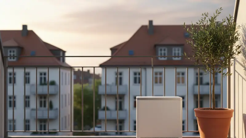 Kompakter LiFePO4-Batteriespeicher für ein Balkonkraftwerk in modernem Design