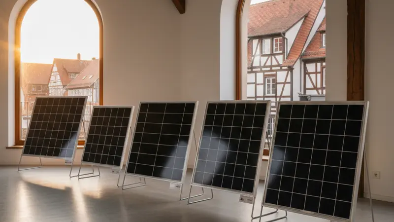 Verschiedene Solarmodule für Balkonkraftwerke im direkten Vergleich nebeneinander