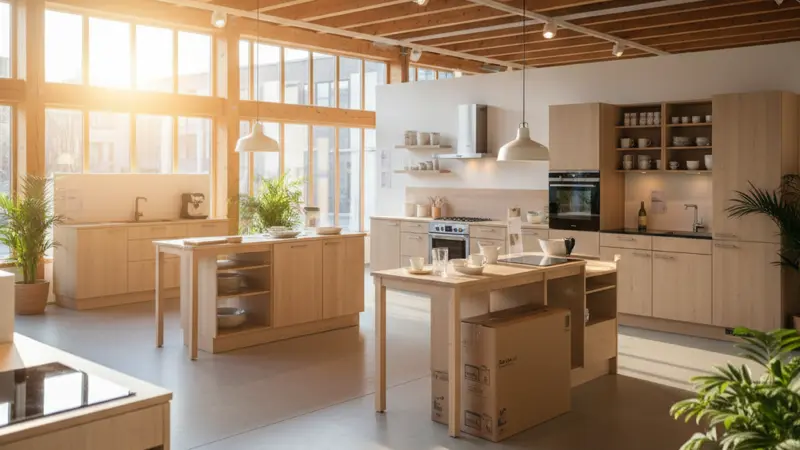 Helle, moderne Budget-Küche im skandinavischen Stil