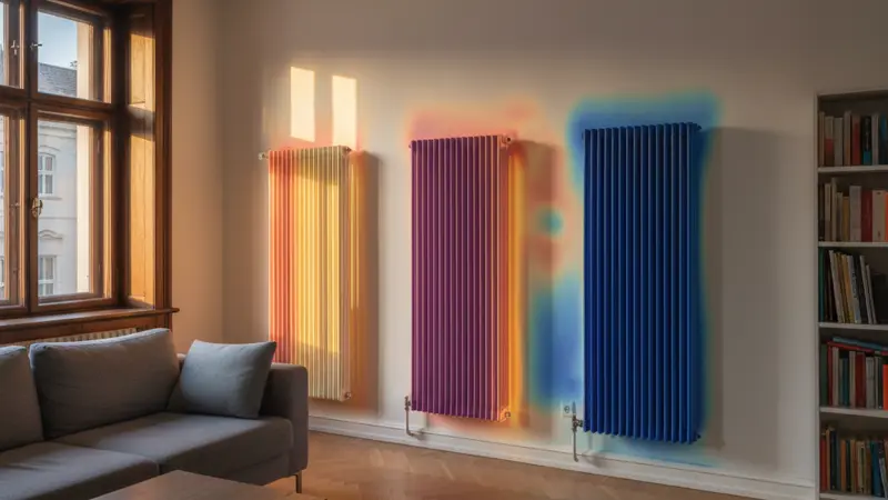 Wärmebild einer ungleichmäßigen Wärmeverteilung an Heizkörpern