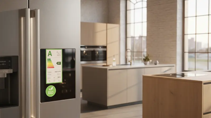 EU-Energielabel der Klasse A auf einem modernen Küchengerät