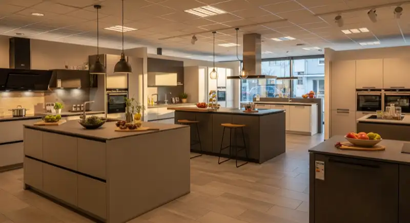 Häcker Küchen Showroom mit verschiedenen Ausstellungsküchen zum Anfassen und Ausprobieren
