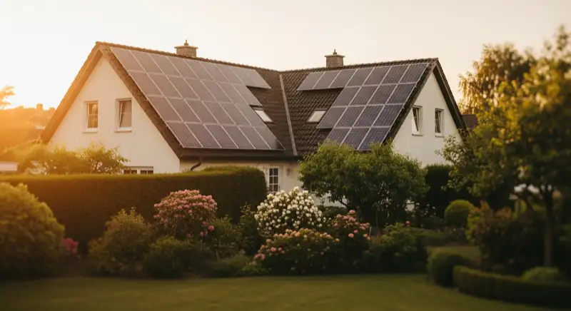 PV-Anlage auf Gebäude in sonniger Lage
