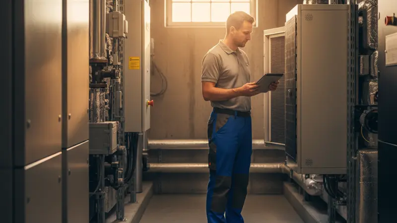 Wartung einer Lüftungsanlage mit Filterwechsel