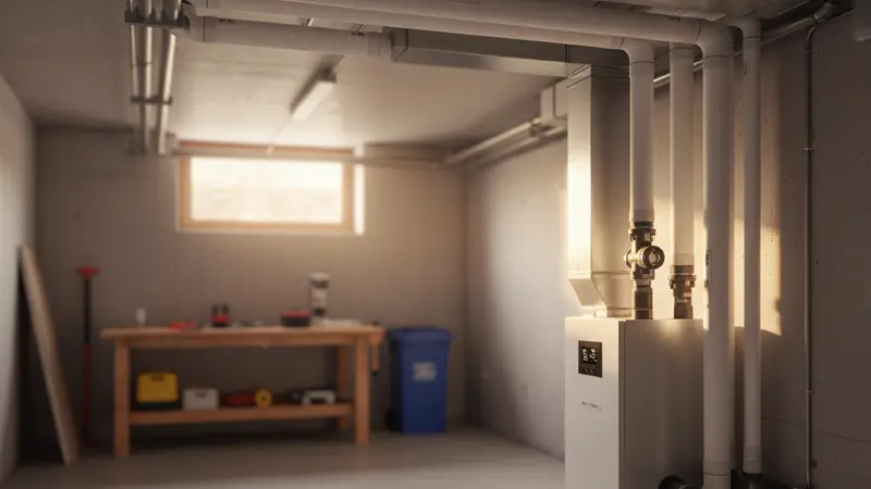 Moderne zentrale Lüftungsanlage mit Wärmerückgewinnung in einem deutschen Einfamilienhaus