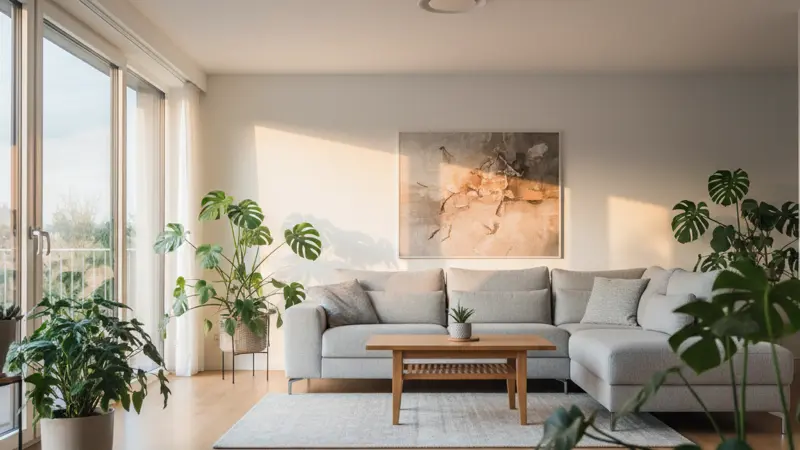 Zuluftventil einer Lüftungsanlage in einem modernen Wohnzimmer