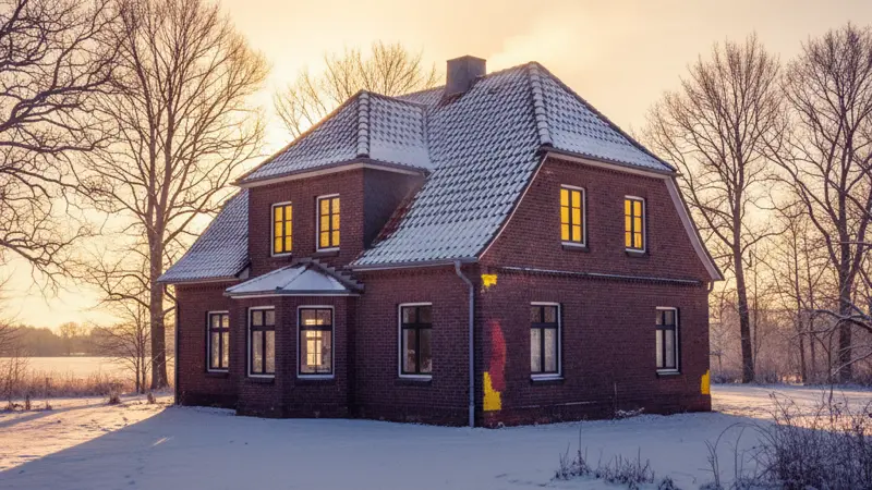 Infrarotaufnahme eines deutschen Einfamilienhauses zeigt Wärmeverluste