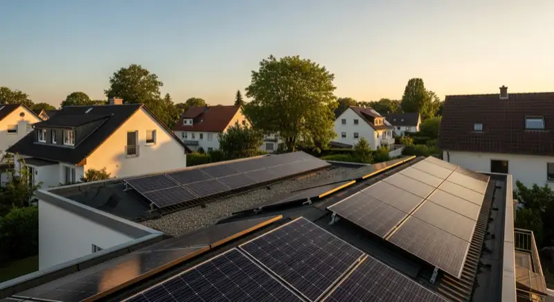 Photovoltaikanlage auf einem deutschen Wohnhausdach als Grundlage für Ertragsberechnung