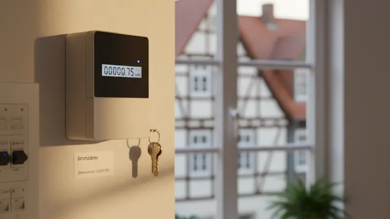 Moderner digitaler Stromzaehler in einer Mietwohnung