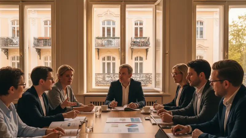 Eigentümerversammlung diskutiert über Solarenergie für das Mehrfamilienhaus