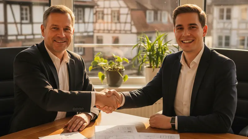 Vermieter und Paechter unterzeichnen einen Solaranlagen Pachtvertrag