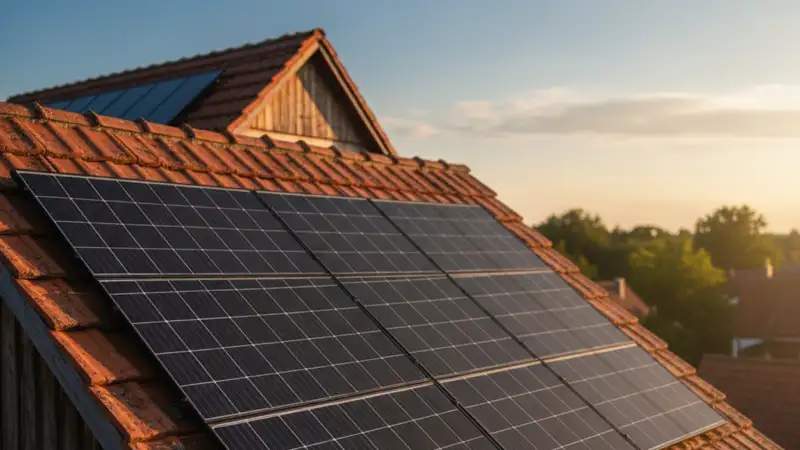 Photovoltaikanlage auf modernem Einfamilienhaus