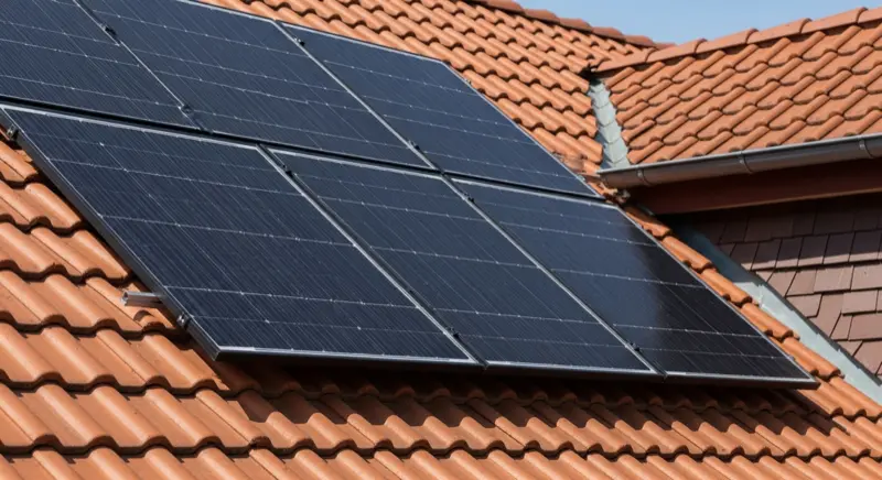 24 PV-Module auf einem Schrägdach montiert