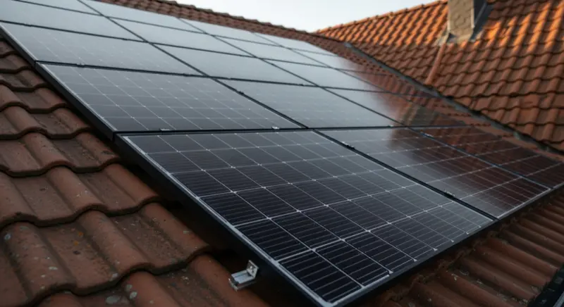 Hochwertige monokristalline PV-Module auf einem Dach