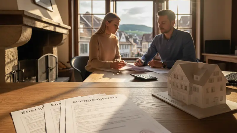 Beratungsgespräch zum Sanierungsfahrplan mit Fördermitteldokumenten und Energieausweis