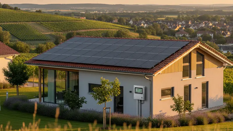 Solaranlage auf einem deutschen Hausdach mit Smart Meter Anbindung