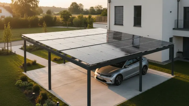 Semitransparenter Solar Carport mit Glas-Glas-Modulen und lichtdurchlässigem Design