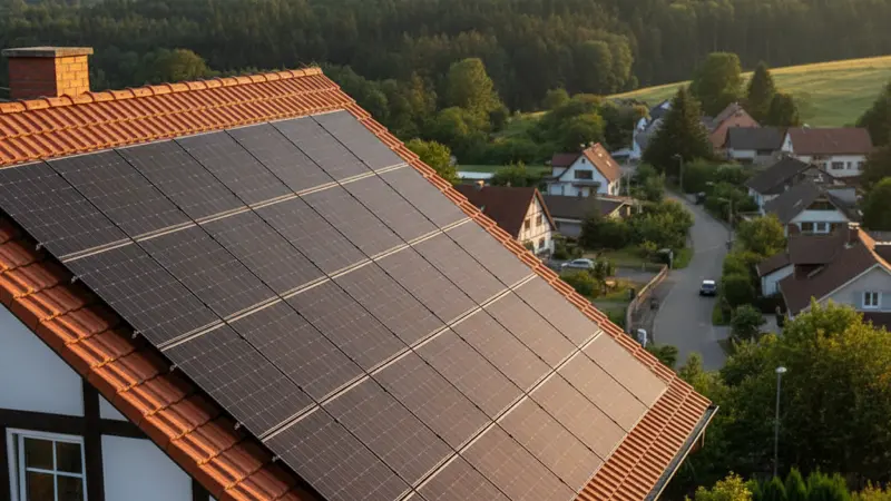 Solaranlage auf einem deutschen Einfamilienhaus