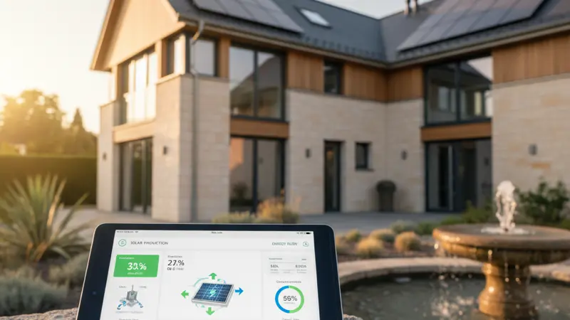 Solar-Monitoring-Dashboard auf einem Tablet mit Echtzeit-Ertragsdaten und Leistungsübersicht