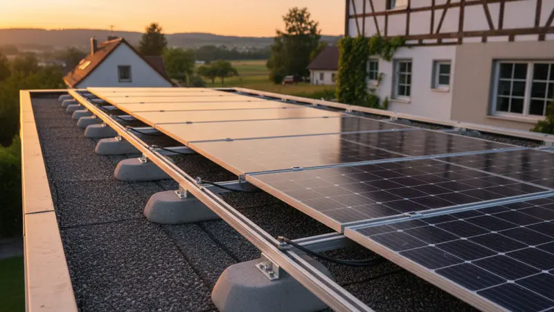Aufständerungssystem für Solarmodule auf einem Garagenflachdach