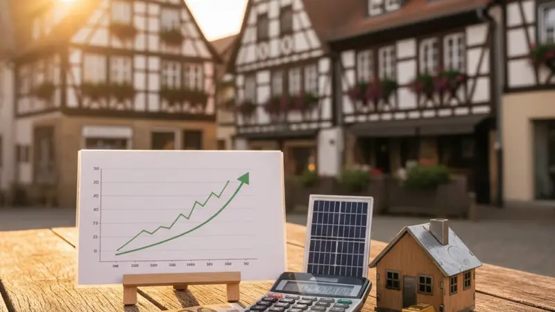 Renditeberechnung für Mieterstrom mit Taschenrechner und Euro-Scheinen