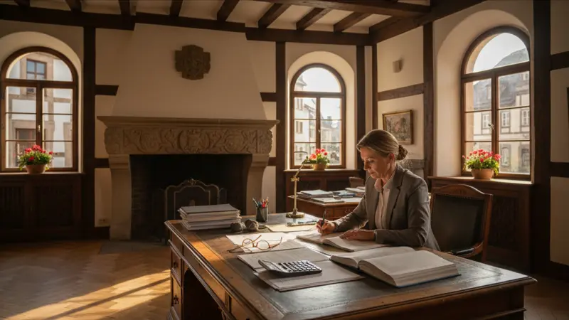 Steuerberater prüft Unterlagen für Mieterstrom-Abrechnung