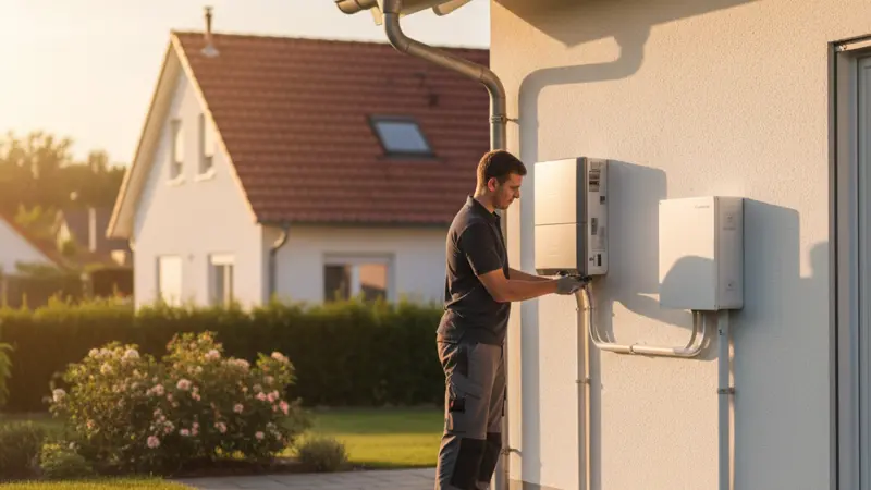 Installation eines Wechselrichters mit Netzanschluss für die Solaranlage
