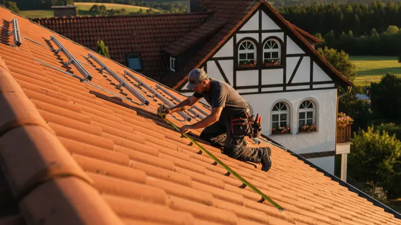 Dachfläche eines deutschen Wohnhauses als Grundlage für die Planung einer Solaranlage
