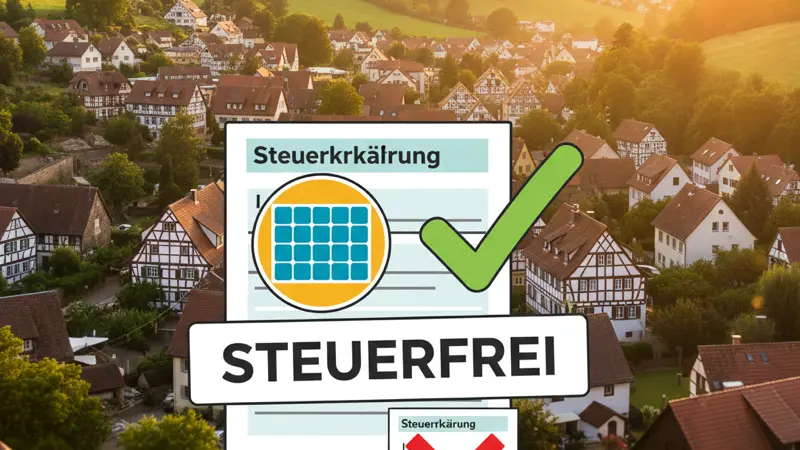 Steuererklärung mit durchgestrichenem Gewerbeeinkünfte-Formular für PV-Anlage