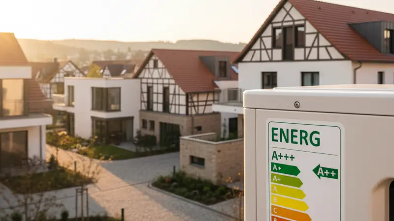 EU-Energielabel für Wärmepumpen mit Skala von A+++ bis D