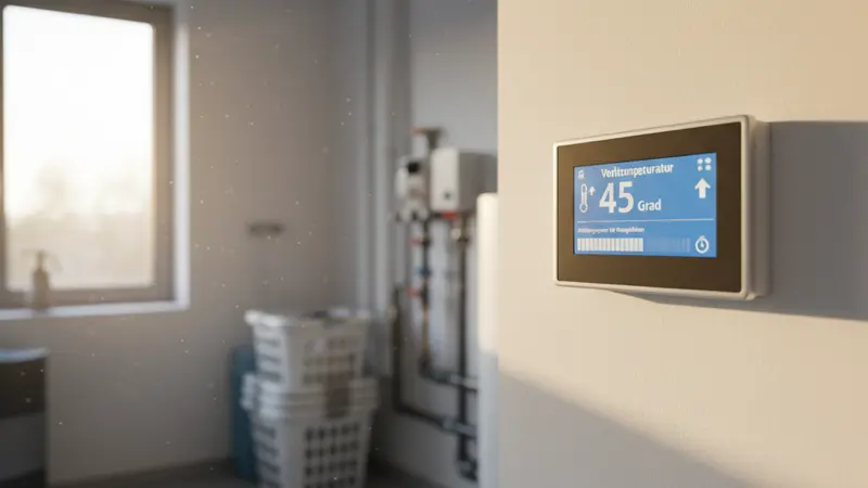 Steuerungsdisplay einer Wärmepumpe mit Belegreifheizen-Programm