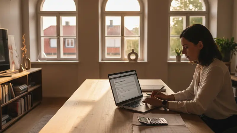 Person füllt am Laptop einen BAFA-Förderantrag für eine Wärmepumpe aus