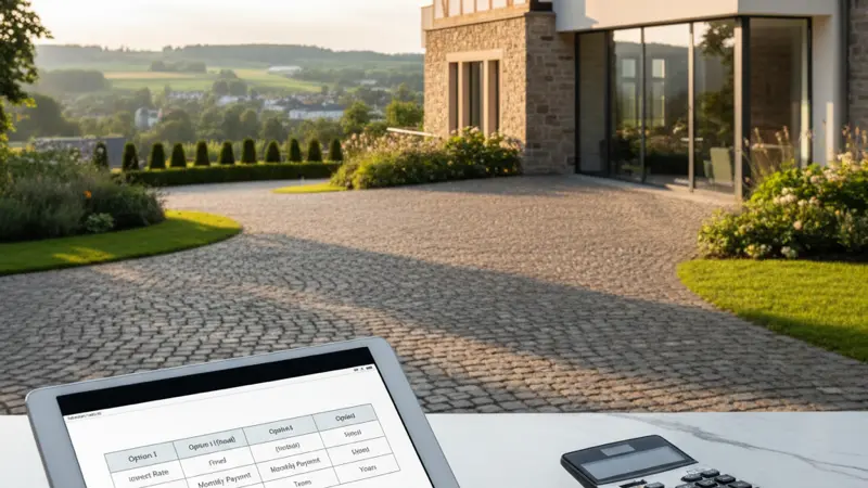 Vergleichstabelle verschiedener Finanzierungsoptionen für Wärmepumpen auf einem Tablet