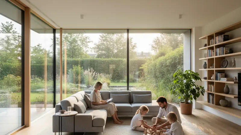 Kühl temperierter Wohnraum im Sommer dank Natural Cooling durch Grundwasser-Wärmepumpe