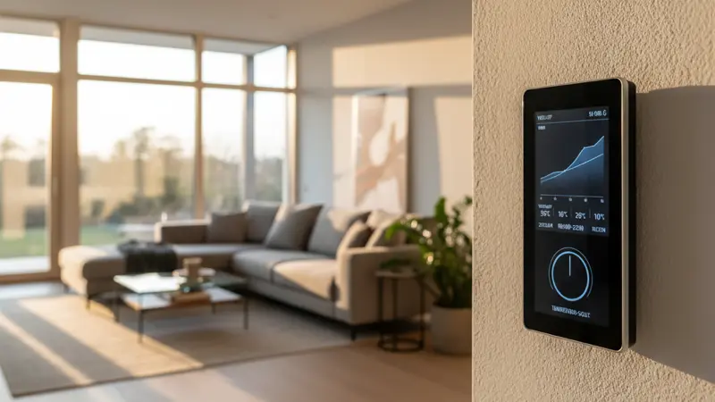 Digitale Steuerung einer Wärmepumpe mit Heizkurven-Einstellung auf dem Display