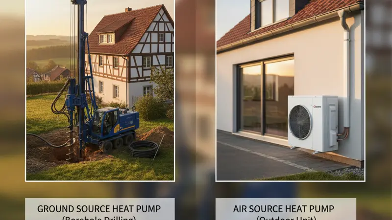 Vergleich verschiedener Wärmequellen: Luft, Erdwärme und Grundwasser