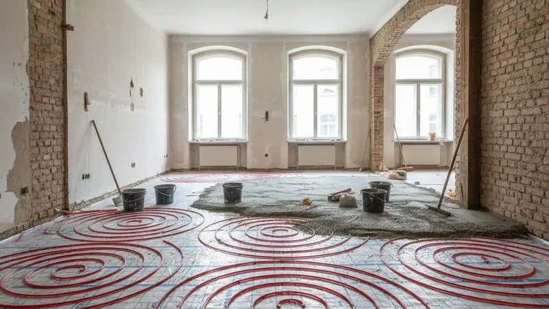 Verlegung einer Fußbodenheizung im Altbau auf Trittschalldämmung