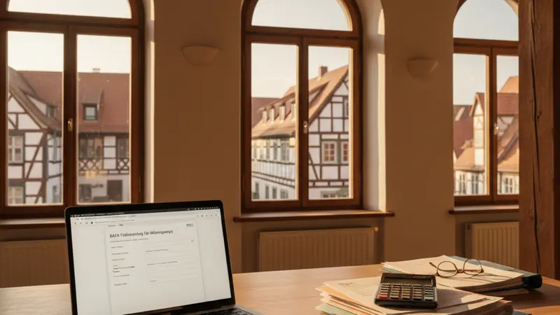 BAFA-Förderantrag für Wärmepumpe am Laptop