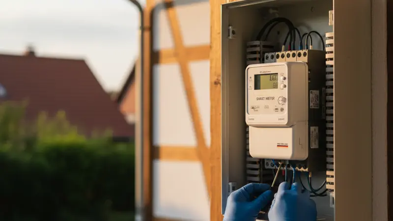 Smart Meter im Zählerschrank eines deutschen Einfamilienhauses