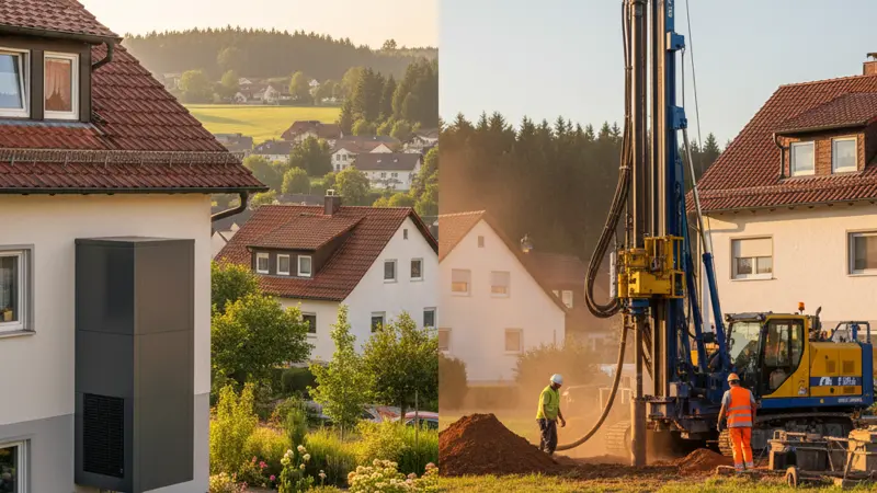 Vergleich zwischen Luft-Wasser-Wärmepumpe und Erdwärmepumpe mit Erdsonde