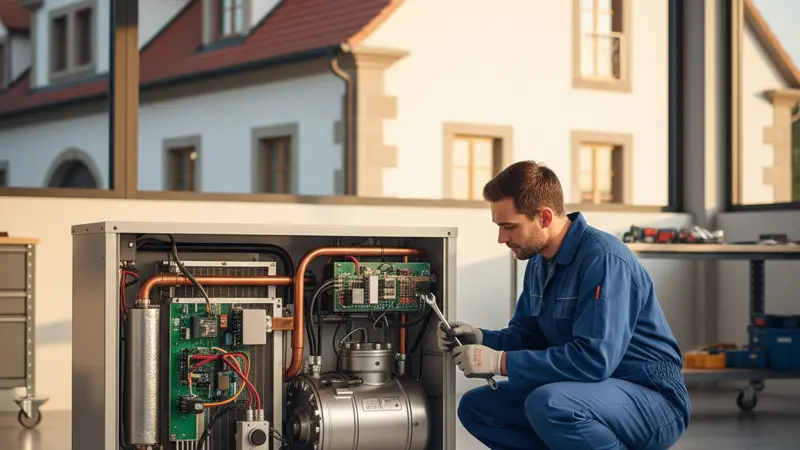 Geöffneter Wärmepumpen-Kompressor bei einer Reparatur