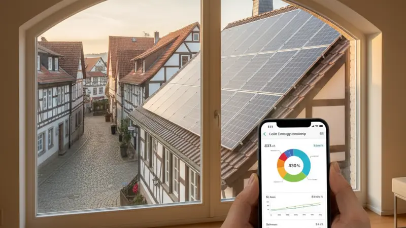 Smartphone zeigt Wechselrichter-Monitoring-App mit Echtzeit-Ertragsdaten der Solaranlage