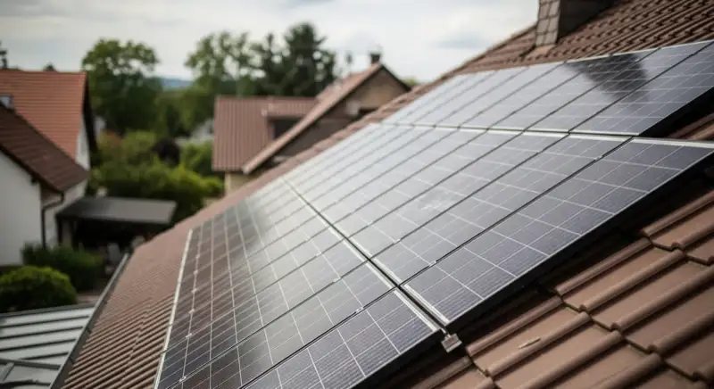 Geneigtes Einfamilienhausdach in Aalen mit Photovoltaikmodulen
