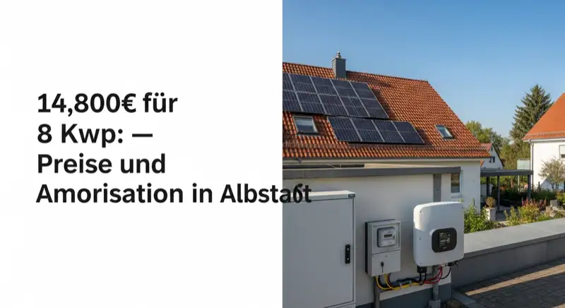 Modern German electrical meter cabinet (Zählerschrank) with smart meter and solar inverter connection, clean technical installation