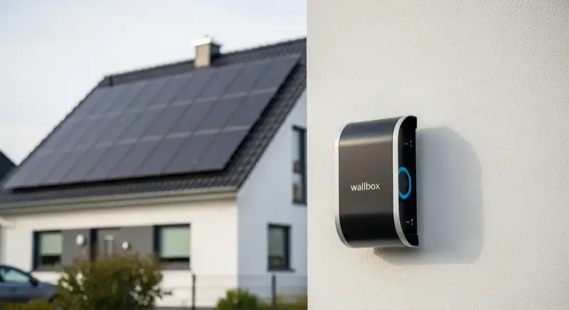 Wallbox an einem Einfamilienhaus in Altena mit Solarmodulen auf dem Dach